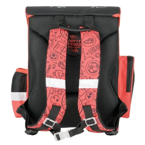 Zaino ergonomico scolastico nero-rosso da calcio, 36x27x14cm - Bambino immagine 3