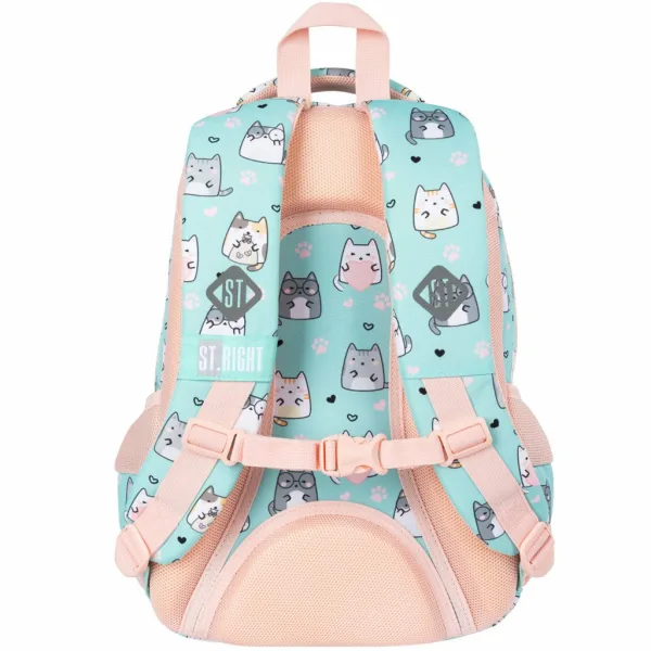 Zaino scolastico St.Right Charming Cats con gatti, modello BP26, 39x27x17 cm immagine 2