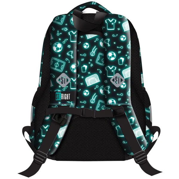 Zaino scolastico St.Right Neon Football BP26 39x27x17 cm immagine 2