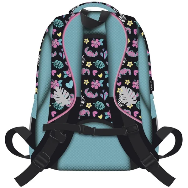Zaino scolastico a 4 scomparti con stampa Disney Stitch e pompon blu BPL58 40x29x19 cm immagine 2