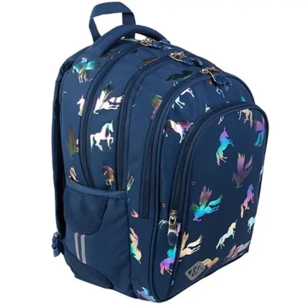 Zaino scolastico a quattro scomparti St.Right Holo Unicorns 43x32x21cm immagine 1