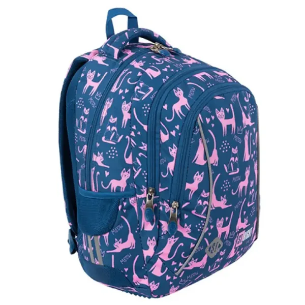 Zaino scolastico a tre scomparti St.Right Lazy Cats, 39x27x17cm immagine 2
