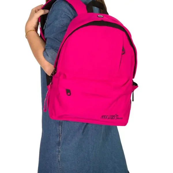 Zaino scolastico rosa arrotondato a quattro scomparti, 32x17x42 cm immagine 2