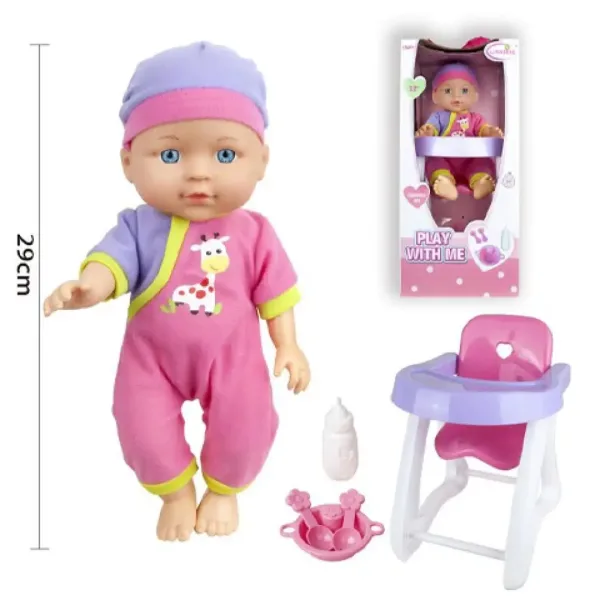 Bambola con pigiama con seggiolone e accessori 29cm immagine 2