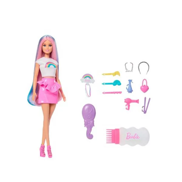 Barbie: Bambola con capelli arcobaleno scintillanti e accessori - Mattel immagine 2