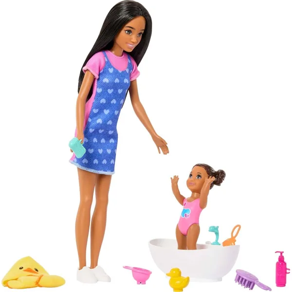 Barbie bambola con vestito a cuore set gioco babysitter - Mattel immagine 4