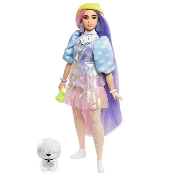 Barbie Extra: Bambola con vestito scintillante, con animale domestico - Mattel immagine 2