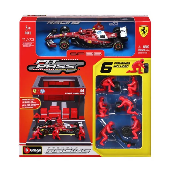 Bburago: Auto da corsa F1 - Ferrari SF-25 Pit / Lewis Hamilton 1/43 immagine 1
