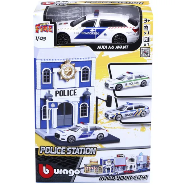 Bburago city - Audi A6 auto della polizia e stazione di polizia 1 /43 immagine 2