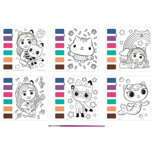 Casa delle bambole Gabi – Dipingi con acqua! Set creativo di pittura a 6 pagine con pennello immagine 2