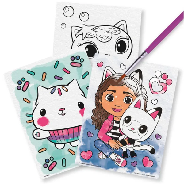 Casa delle bambole Gabi – Dipingi con acqua! Set creativo di pittura a 6 pagine con pennello immagine 3