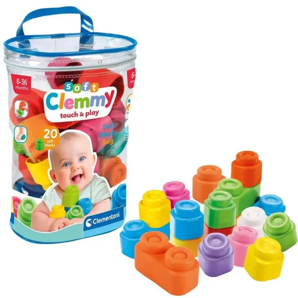 Clemmy: Morbidi mattoncini colorati per bambini set da 20 pezzi - Clementoni immagine 1
