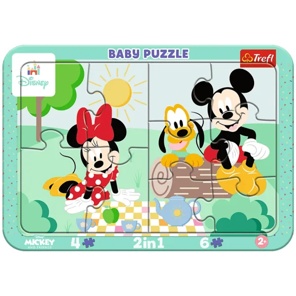 Disney Minnie e Mickey Mouse avventure 2 in 1 puzzle baby con cornice - Trefl immagine 1