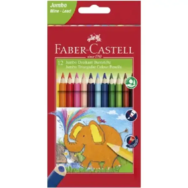 Faber-Castell: Set di matite colorate triangolari Jumbo da 12 pezzi immagine 1