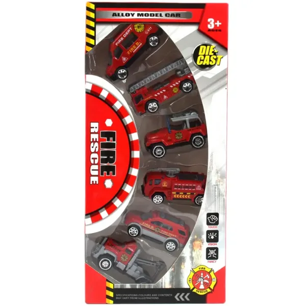 Fire Rescue: Set di 6 auto dei pompieri in scala 1/64 immagine 3