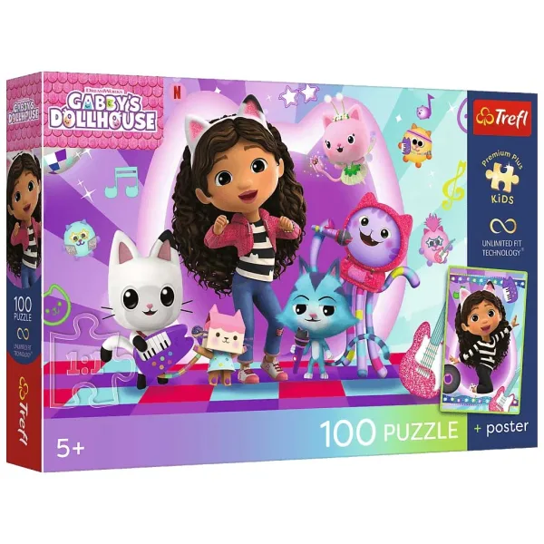 Gabi casa delle bambole Mondo dei gatti colorato 100 pezzi con poster UFT - Trefl immagine 1