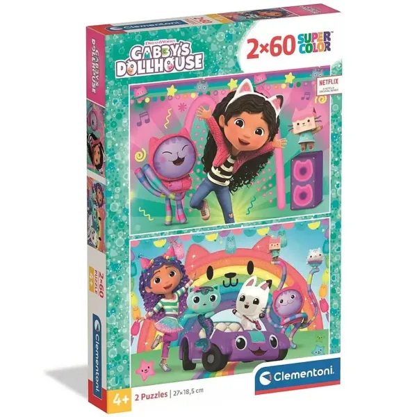 Gabi casa delle bambole: Super Color Puzzle 2x60 pezzi - Clementoni immagine 1