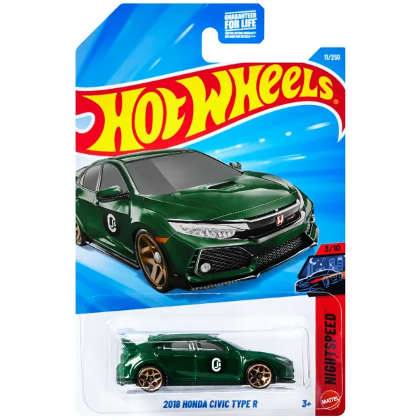 Hot Wheels: 2018 Honda Civic Type R auto giocattolo verde 1/64 – Mattel immagine 1