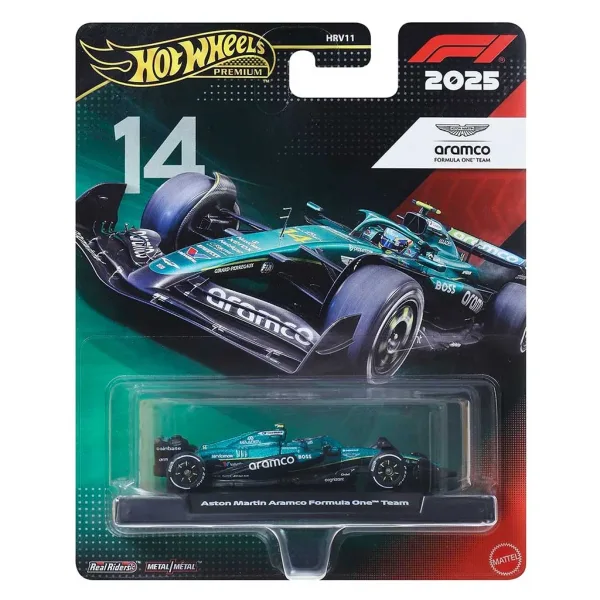 Hot Wheels: auto da corsa Formula-1 Aston Martin - #14 Fernando Alonso - Mattel immagine 1