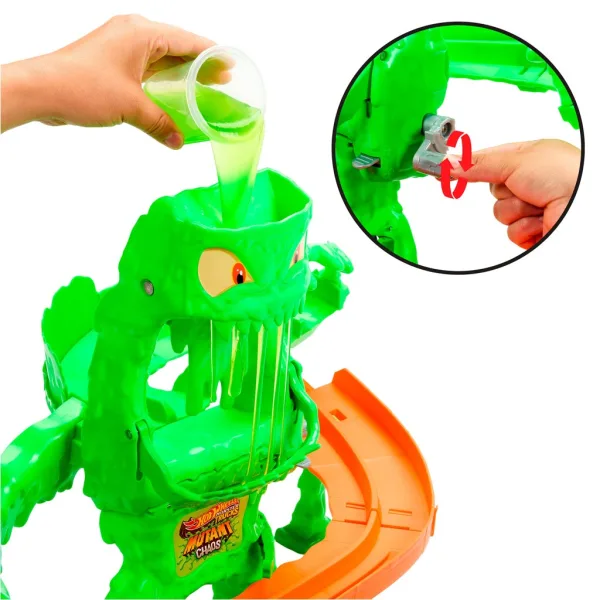 Hot Wheels Monster Trucks Slime Monster Caos Pista - Mattel immagine 3