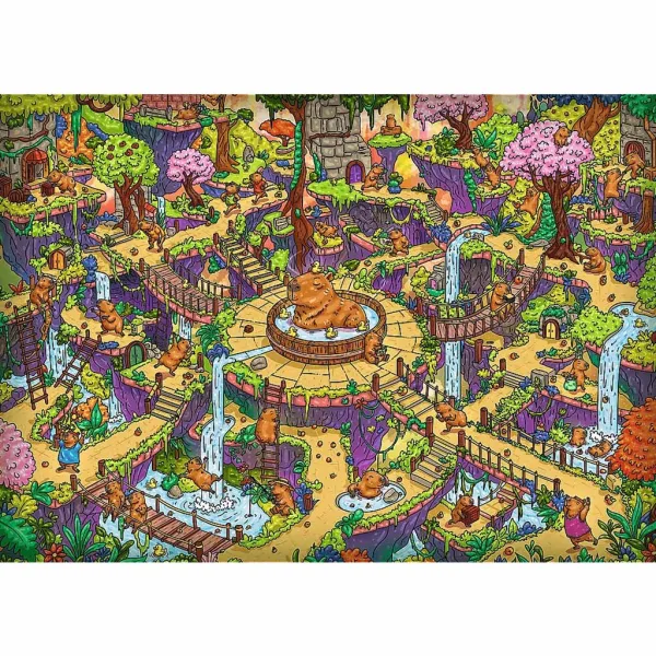 Il puzzle di qualità Premium plus 500 pezzi delle allegre capibara nel labirinto impossibile - Trefl immagine 2