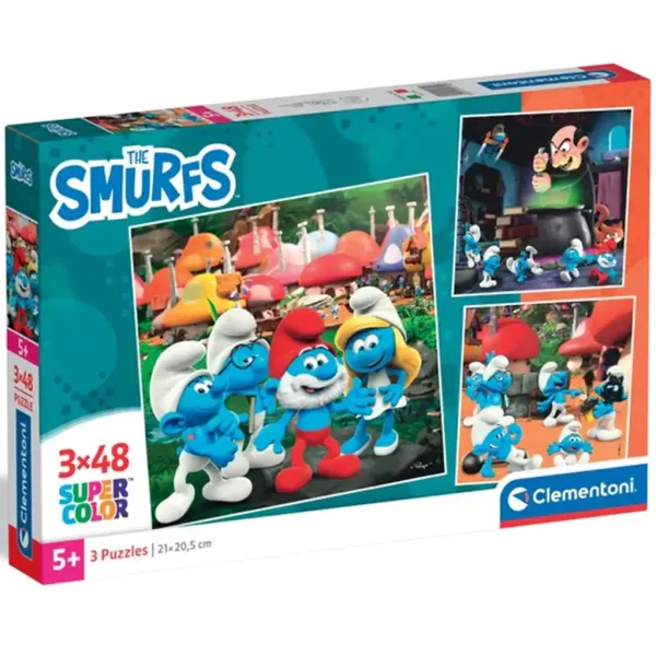 Le avventure dei Puffi blu puzzle supercolor 3x48 pezzi - Clementoni immagine 1