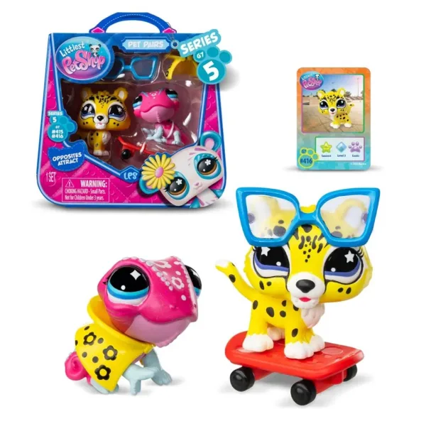 Littlest Pet Shop: Pacchetto di figure di animali domestici doppio S5 - Camaleonte e Giaguaro immagine 2
