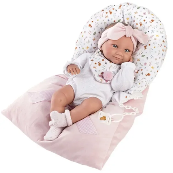 Llorens: bambola neonata femmina da 38 cm con sacco nanna rosa immagine 2