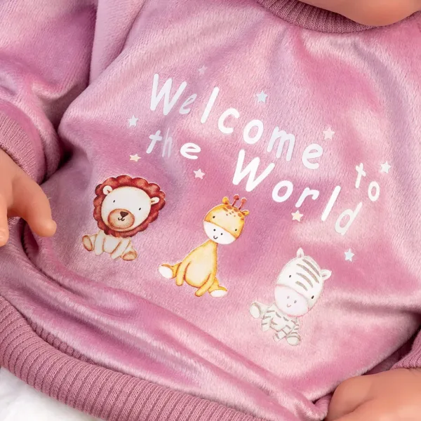 Llorens: Tina bambola neonata da 43 cm con cuscino e berretto rosa immagine 3