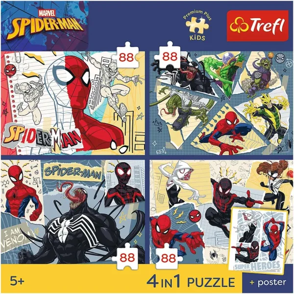 Marvel Spider-Man - puzzle Premium Plus Kids 4 x 88 pezzi - Trefl immagine 2