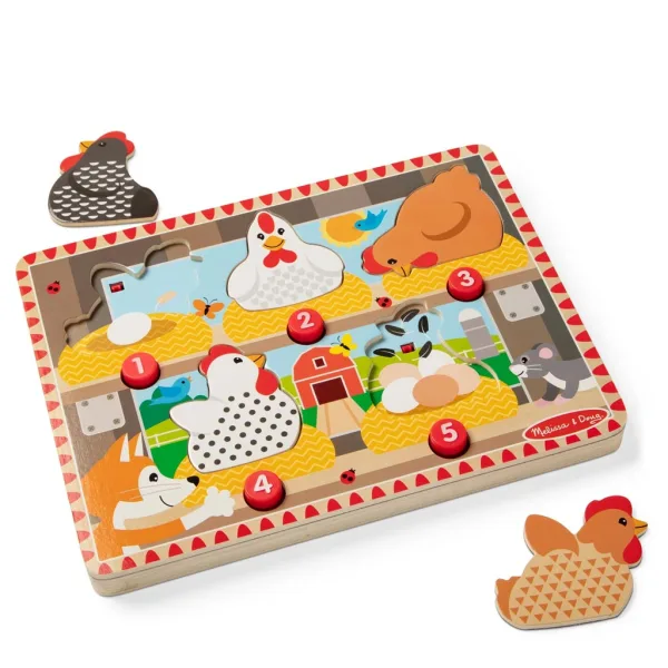 Melissa&Doug Push to Pop Puzzle – Puzzle di legno con galline felici - Spin Master immagine 5