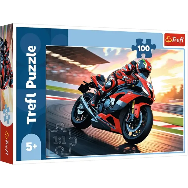 Moto da corsa in pista puzzle da 100 pezzi - Trefl immagine 1