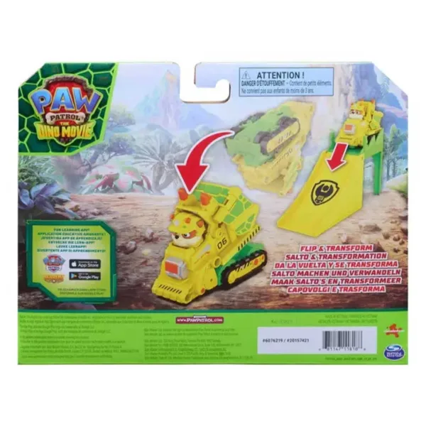 Paw Patrol Dino Movie - Veicoli acrobatici ribaltabili Rubble - Spin Master immagine 2