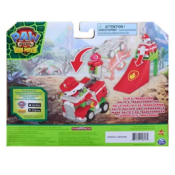 Paw Patrol Dino Movie - Veicolo acrobatico ribaltabile Marshall - Spin Master immagine 2