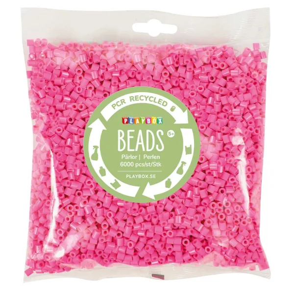 PlayBox: Pacchetto di 6000 perle MIDI da stirare da 5 mm in plastica riciclata di colore rosa immagine 1