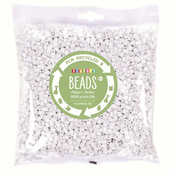 PlayBox: Pacchetto di 6000 perle MIDI da stirare da 5 mm in plastica riciclata di colore bianco immagine 1