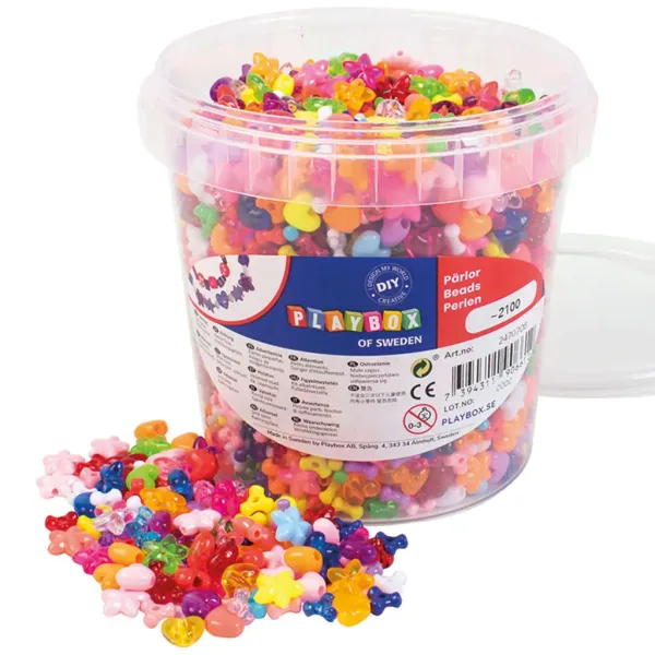 PlayBox: Perline colorate in plastica da infilare 8-13 mm 2100 pezzi immagine 1