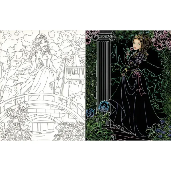 Principesse nascoste - Libro da colorare con pagine da grattare e colorare immagine 3