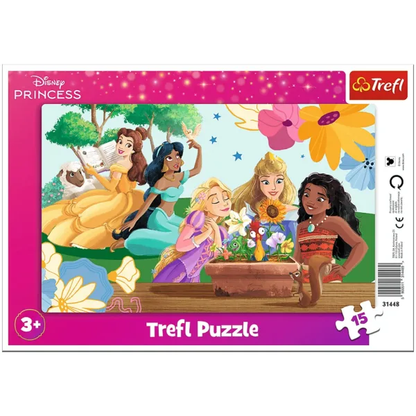 Puzzle incorniciato da 15 pezzi delle Principesse Disney - Trefl Unico immagine 1