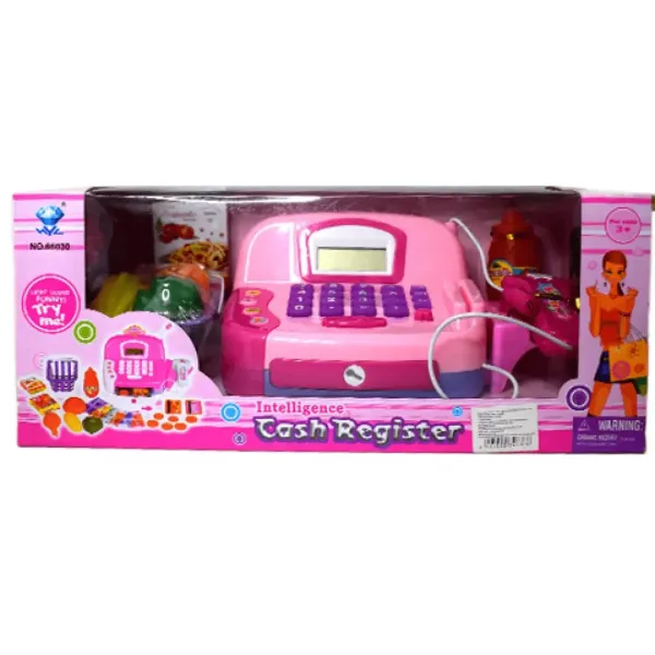 Registratore di cassa elettrico rosa con microfono, denaro giocattolo e suoni immagine 2