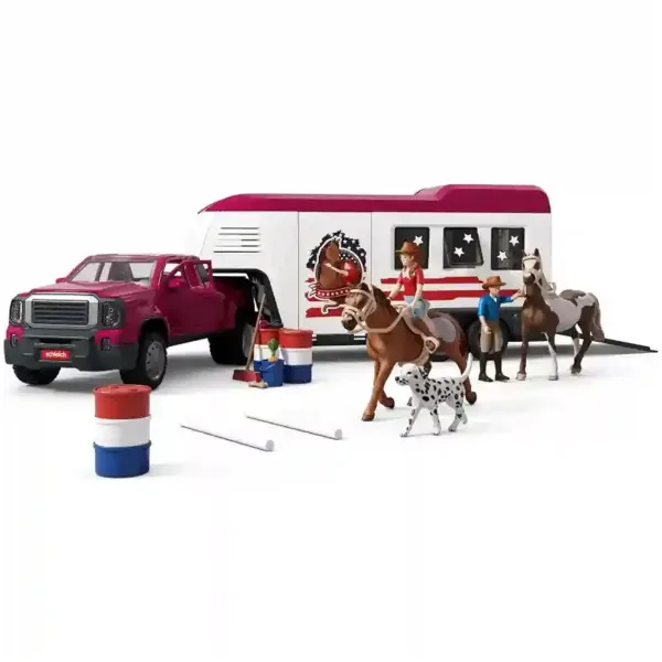 Schleich: Fuoristrada con rimorchio per cavalli e cavalli (42705) immagine 2