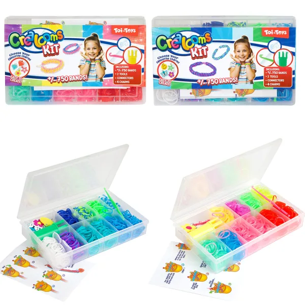 Set creativo per la realizzazione di braccialetti in gomma colorata da 750 pezzi in diverse varianti 1 pezzo immagine 1