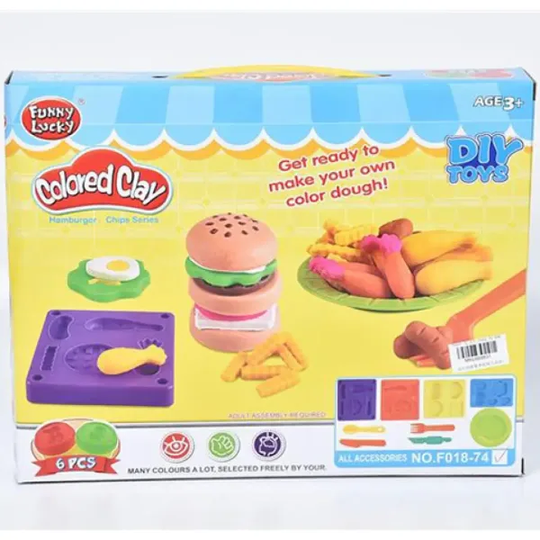 Set di pasta da modellare per il pranzo 6 pezzi con pasta di diversi colori e forme immagine 1