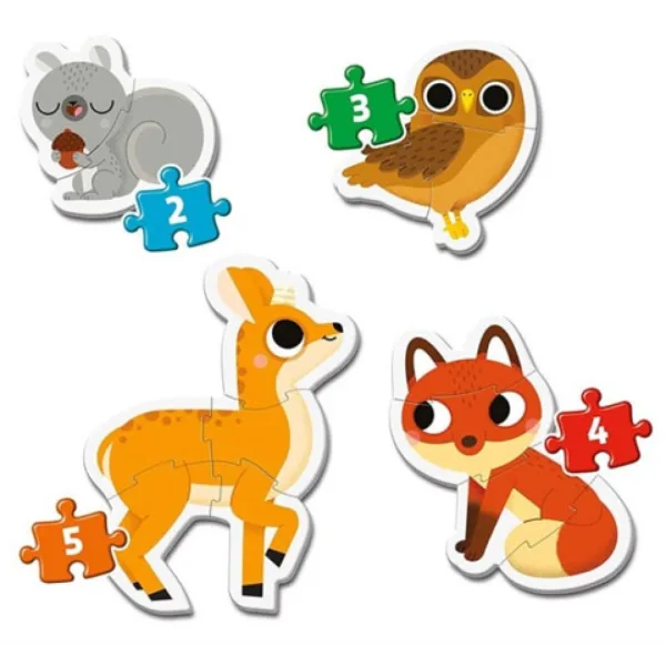 Set di puzzle a forma 4 in 1 animali della foresta - Clementoni immagine 2