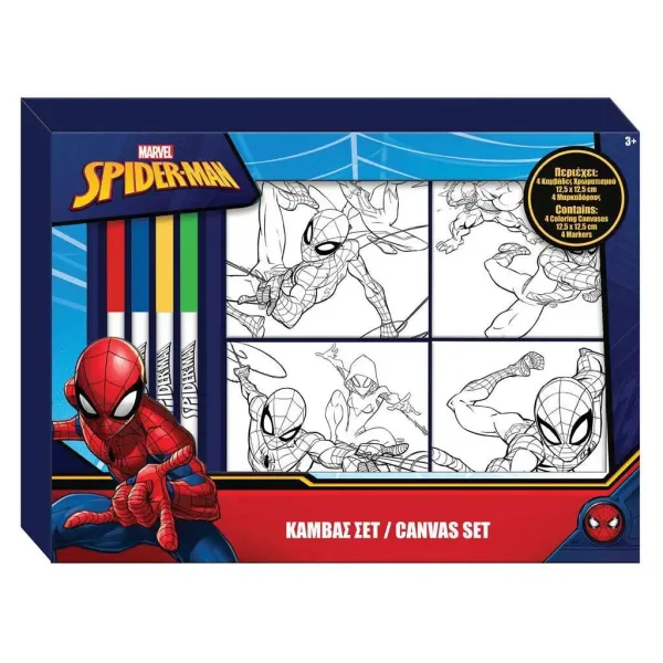 Set di tele da colorare di Spider-Man con 4 pennarelli immagine 1