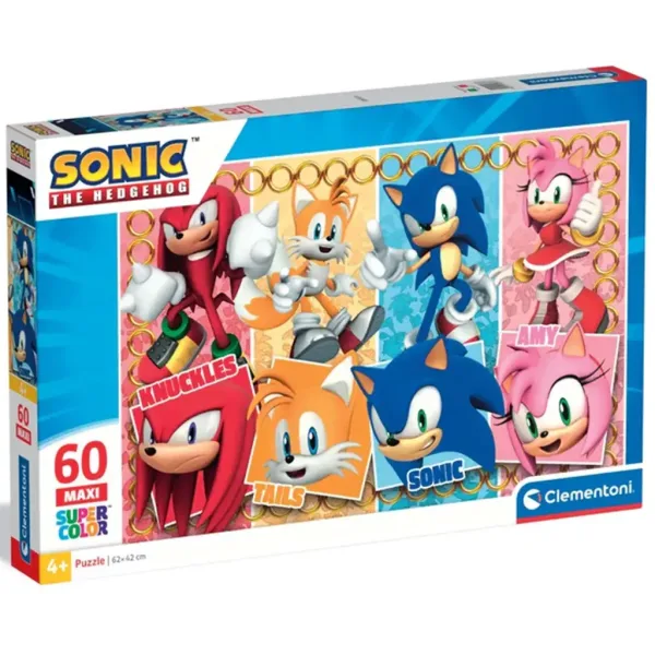 Sonic e amici puzzle maxi supercolor da 60 pezzi - Clementoni immagine 1