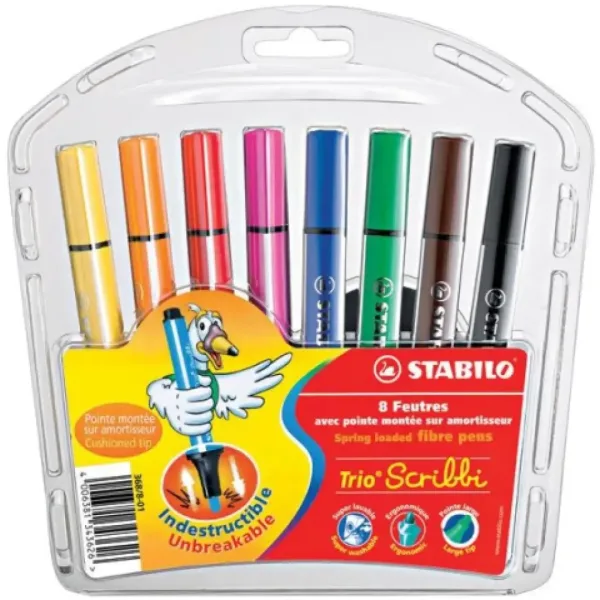Stabilo: Trio Scribbi set di 8 pennarelli triangolari colorati immagine 1