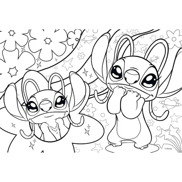 Stitch 2 in 1: puzzle e disegno da colorare, 108 pezzi, 50 x 35 cm - Lisciani immagine 2