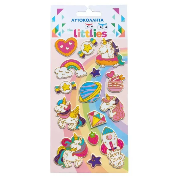 The Littlies: Set di adesivi 3D a forma di unicorno su foglio 10x22cm immagine 1