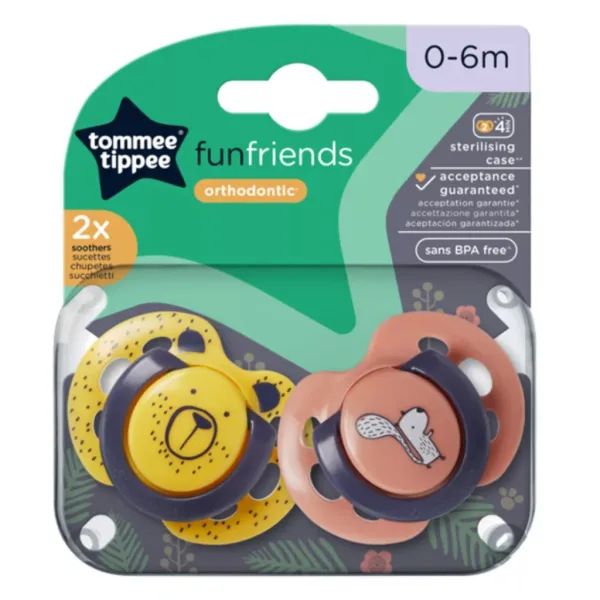 Tommee Tippee: FunFriends set di succhietti ortodontici da 2 pezzi in diverse varianti (0–6 mesi) immagine 1